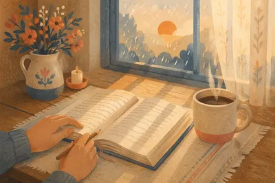 Morning Bible Devotion with Coffee by Window