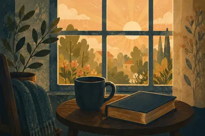 Morning Bible Devotion by Window
