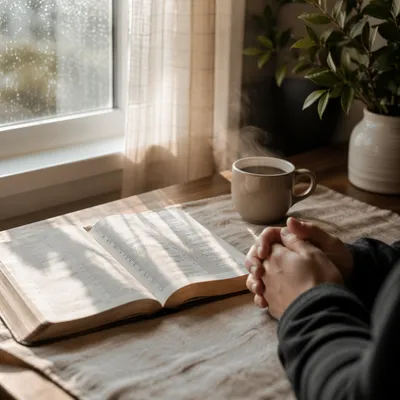 Open Bible and Coffee by Window