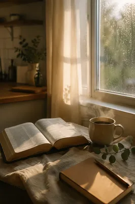 Morning Bible Devotion with Coffee by Window