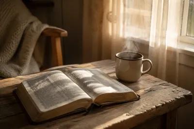 Morning Bible and Coffee by Window