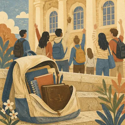 Bible in Backpack at Campus Gathering