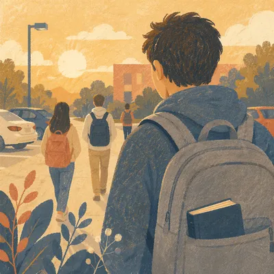 Bible in Backpack on Campus Walk
