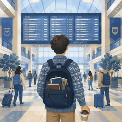 Campus Student With Bible in Backpack