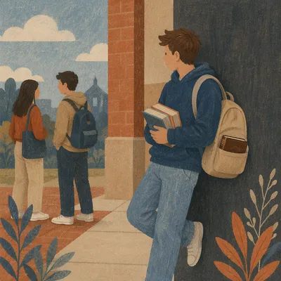 Campus Student With Bible in Backpack
