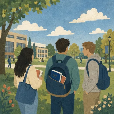 Bible in Backpack on Sunny Campus