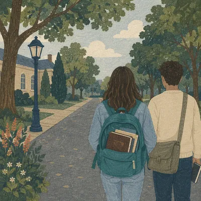 Bible in Backpack on College Campus