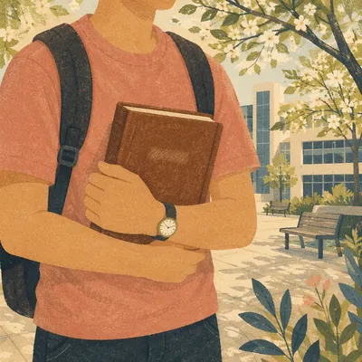 College Student Holding Bible on Campus