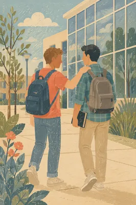 Campus Students Sharing Faith Between Classes