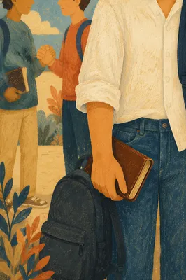 Campus Student Holding Bible by Backpack