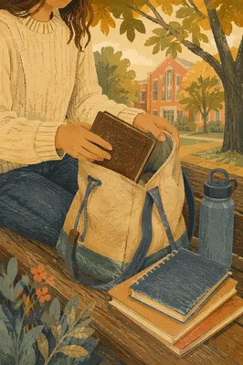 Student Packing Bible in Campus Backpack