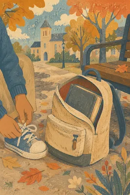 Bible in Backpack on Autumn Campus
