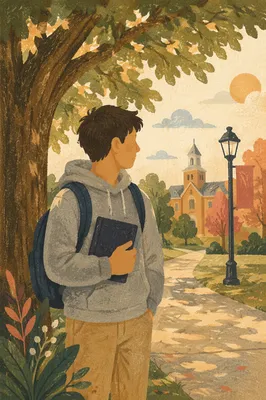 Campus Student Holding Bible Under Tree