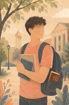 University Student with Bible in Backpack