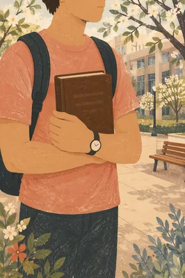 College Student Holding Bible on Campus