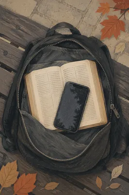 Bible in Student Backpack on Campus Bench