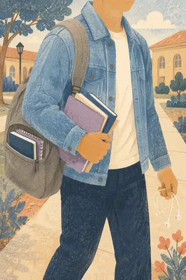 Campus Student Carrying Bible in Backpack