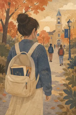 Student Backpack with Bible on Campus Path