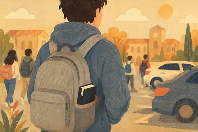 Bible in Backpack on Campus Walk