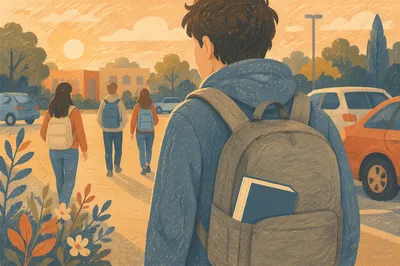 Bible Tucked in Student Backpack on Campus