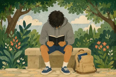 College Student Reading Bible by Backpack