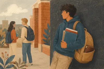 Campus Student with Bible in Backpack
