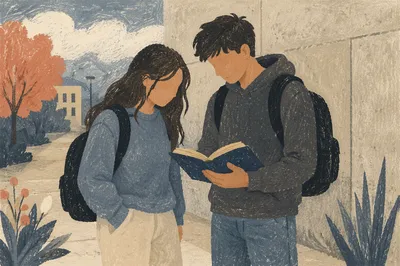 Students Sharing Bible Study on Campus
