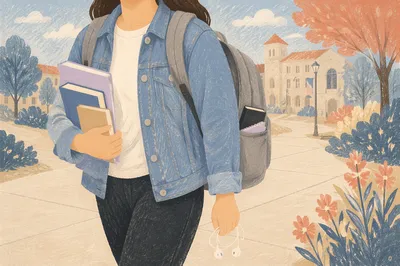 Campus Student Carrying Bible in Backpack