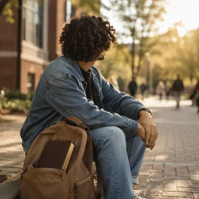 Campus Student With Bible in Backpack