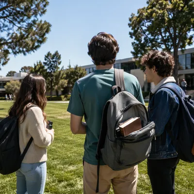 College Students With Bible on Sunny Campus