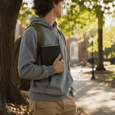Campus Student Holding Bible by Tree