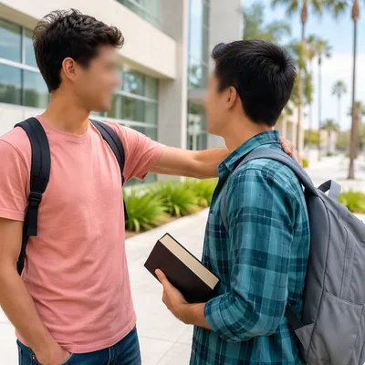 Bible in Backpack on College Campus