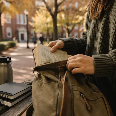 Bible Tucked Into Campus Backpack