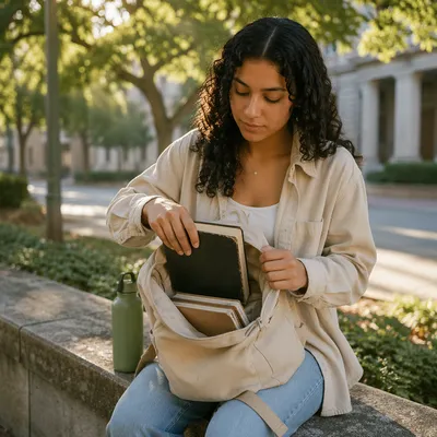 College Student Opening Bible on Campus