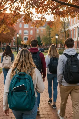 Bible in Backpack on Autumn Campus