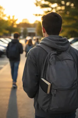 Student Backpack Bible on Campus Walk