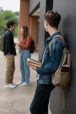 College Student with Bible in Backpack