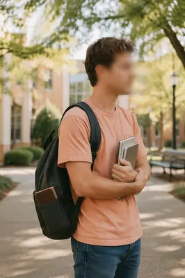 College Student Carrying Bible on Campus