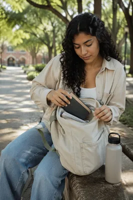 College Student Opening Bible on Campus