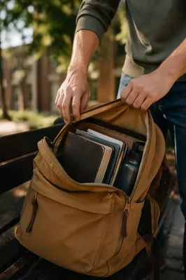 Bible in Campus Backpack Before Class