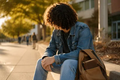 Campus Student with Bible in Backpack