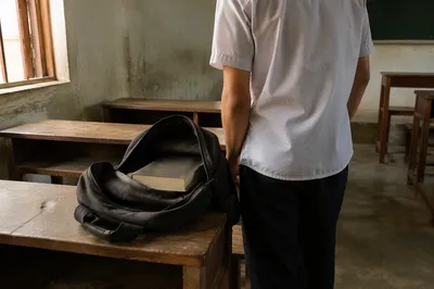 Campus Student Backpack With Worn Bible