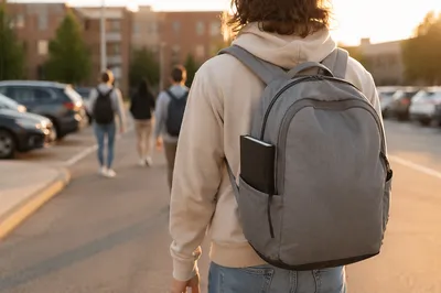 Campus Student Backpack With Tucked Bible