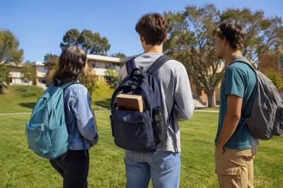 Bible in Backpack on Sunny Campus