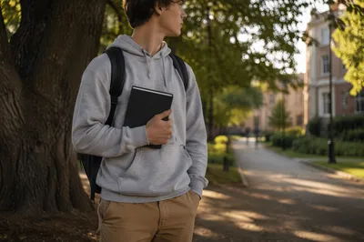Campus Student Holding Bible by Tree