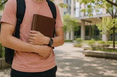 College Student Holding Bible on Campus