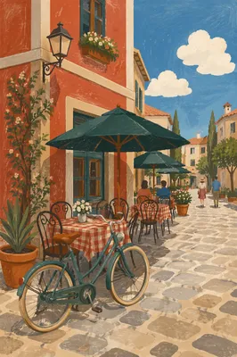 Vintage Bicycle by Sunny Cafe Lane