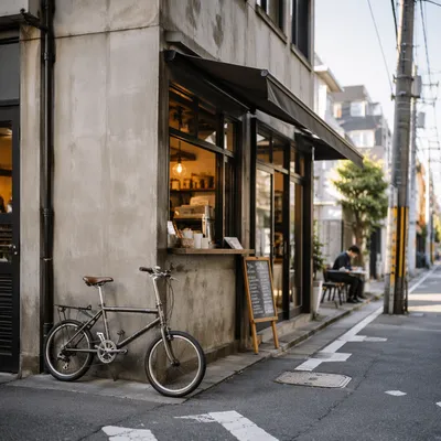 Sunny Morning Bicycle Outside Cozy Cafe
