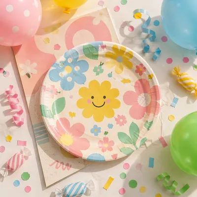 Cheerful Birthday Flat Lay with Pastel Balloons