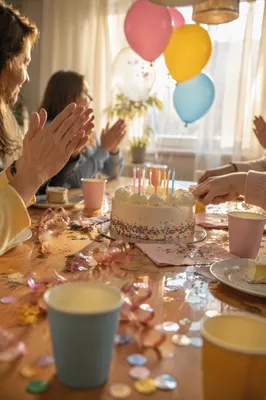 Cozy Birthday Celebration with Balloons and Confetti